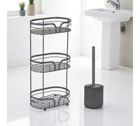 Showerdrape Anthracite Bathroom Accessory Set Floor Caddy With Toilet Brush And Holder