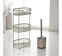 Showerdrape Beige Bathroom Accessory Set Floor Caddy With Toilet Brush And Holder