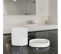 Showerdrape Bianco Frost Onyx White Bathroom Accessory Set - Soap Dish & Toothbrush Holder