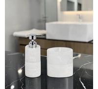 Showerdrape Bianco Frost Onyx White Bathroom Accessory Set - Soap Dispenser & Toothbrush Holder
