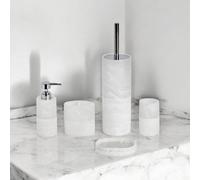 Showerdrape Bianco Frost Onyx White Striped 5 Piece Bathroom Accessory Set