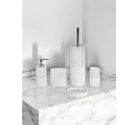 Showerdrape Bianco Frost Onyx White Striped 5 Piece Bathroom Accessory Set