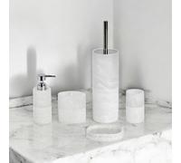 Showerdrape Bianco Frost Onyx White Striped 5 Piece Bathroom Accessory Set