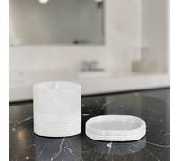 Showerdrape Bianco White Bathroom Accessory Set - Soap Dish & Toothbrush Holder Showerdrape White