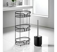 Showerdrape Black Bathroom Accessory Set Floor Caddy with Toilet Brush and Holder