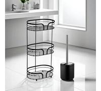 Showerdrape Black Bathroom Accessory Set Floor Caddy With Toilet Brush And Holder