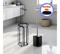 Showerdrape Black Bathroom Accessory Set Toilet Roll Holder And Toilet Brush