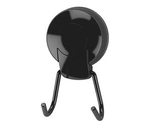 Showerdrape Black Hooks Bathroom Twin Suction Hook for Coats, Towels & Robes, Detachable Reusable Door Hook for Bathroom Storage. Strong Suction Hangers Kitchen Bathroom Home Drill Free