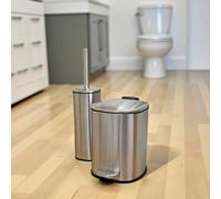Showerdrape Capri 3L Bathroom Bin & Toilet Brush Set - Chrome, Black or White in Silver Showerdrape Silver