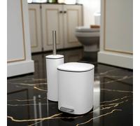 Showerdrape Capri 3L Bathroom Bin & Toilet Brush Set - Chrome, Black or White Showerdrape White