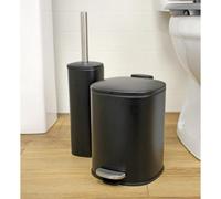 Showerdrape Capri Black 3L Bathroom Bin & Toilet Brush Set
