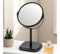 Showerdrape Capri Collection Black 2X Magnifying Round Compact Vanity Mirror Black