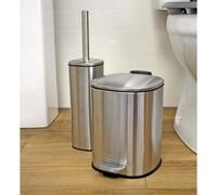 Showerdrape Capri Satin Chrome 3L Bathroom Bin & Toilet Brush Set