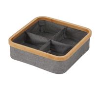 Showerdrape Cotswold Bamboo Storage Basket with 4 Compartments in Grey | Size: Small Showerdrape Grey S
