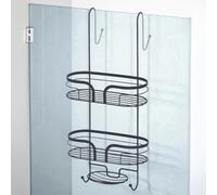 Showerdrape Dante Anthracite Grey 2 Tier Over Door Hook Door Shower Caddy