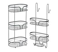 Showerdrape Dante Anthracite Grey Floor Caddy And 2 Tier Over Door Hook Shower Caddy