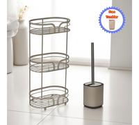 Showerdrape Dante Bathroom Accessory Set Floor Caddy with Toilet Brush & Holder in Beige Showerdrape Beige