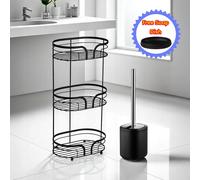 Showerdrape Dante Bathroom Accessory Set Floor Caddy with Toilet Brush & Holder in Black Showerdrape Black