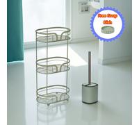 Showerdrape Dante Bathroom Accessory Set Floor Caddy with Toilet Brush & Holder in Green Showerdrape Green