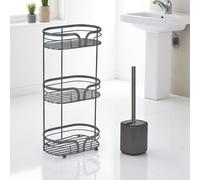 Showerdrape Dante Bathroom Accessory Set Floor Caddy with Toilet Brush & Holder in Grey Showerdrape Grey