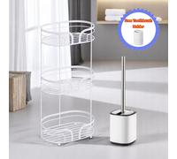 Showerdrape Dante Bathroom Accessory Set Floor Caddy with Toilet Brush & Holder in White Showerdrape White