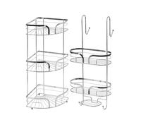 Showerdrape Dante Black Corner Caddy & 2 Tier Shower Caddy in Silver Showerdrape Silver