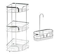 Showerdrape Dante Black Corner Caddy & Mini Shower Caddy in Silver Showerdrape Silver