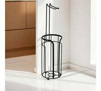 Showerdrape Dante Black Toilet Roll Holder & Spare Paper Holder Combination