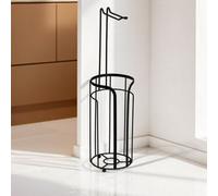Showerdrape Dante Black Toilet Roll Holder & Spare Paper Holder Combination
