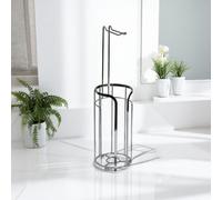 Showerdrape Dante Black Toilet Roll Holder & Spare Paper Holder Combination in Silver Showerdrape Silver
