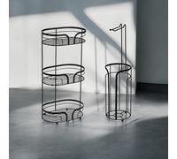 Showerdrape Dante Chrome Floor Caddy & Toilet Roll Holder in Silver Showerdrape Silver