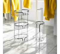 Showerdrape Dante Chrome Freestanding Floor Caddy and Toilet Roll Holder