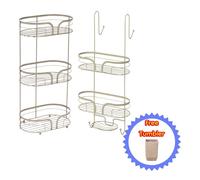 Showerdrape Dante Freestanding Floor Caddy & 2 Tier Over Door Hook Shower Caddy in Beige Showerdrape Beige