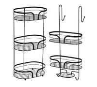 Showerdrape Dante Freestanding Floor Caddy & 2 Tier Over Door Hook Shower Caddy in Black Showerdrape Black