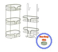 Showerdrape Dante Freestanding Floor Caddy & 2 Tier Over Door Hook Shower Caddy in Green Showerdrape Green