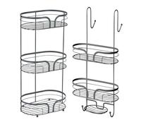 Showerdrape Dante Freestanding Floor Caddy & 2 Tier Over Door Hook Shower Caddy in Grey Showerdrape Grey