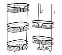 Showerdrape Dante Freestanding Floor Caddy & 2 Tier Shower Caddy in Black Showerdrape Black