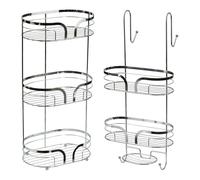 Showerdrape Dante Freestanding Floor Caddy & 2 Tier Shower Caddy in Silver Showerdrape Silver