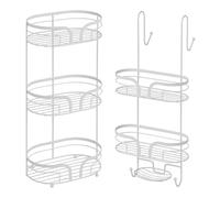 Showerdrape Dante Freestanding Floor Caddy & 2 Tier Shower Caddy in White Showerdrape White