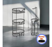 Showerdrape Dante Freestanding Floor Caddy & Toilet Roll Holder in Black Showerdrape Black