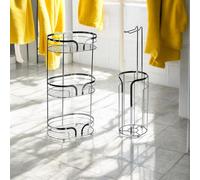 Showerdrape Dante Freestanding Floor Caddy & Toilet Roll Holder in Silver Showerdrape Silver