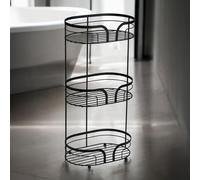 Showerdrape Dante Modern 3-Tier Floor Caddy - Bathroom Storage in White, Grey, Pink, Chrome, Black, Sage Green in Black Showerdrape Black