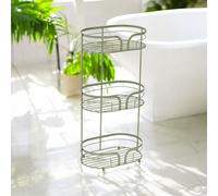 Showerdrape Dante Modern 3-Tier Floor Caddy - Bathroom Storage in White, Grey, Pink, Chrome, Black, Sage Green Showerdrape Green