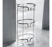 Showerdrape Dante Modern 3-Tier Floor Caddy - Bathroom Storage in White, Grey, Pink, Chrome, Black, Sage Green in Silver Showerdrape Silver