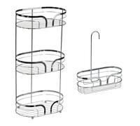 Showerdrape Dante Modern 3-Tier Floor Caddy & Mini Caddy - Bathroom Storage in Silver Showerdrape Silver