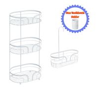 Showerdrape Dante Modern 3-Tier Floor Caddy & Mini Caddy - Bathroom Storage in White Showerdrape White