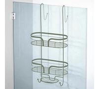 Showerdrape Dante Sage Green 2 Tier Over Door Hook Door Shower Caddy