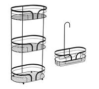 Showerdrape Dante Sage Green Floor Caddy & Mini Shower Caddy in Black Showerdrape Black