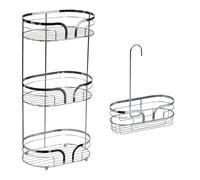 Showerdrape Dante Sage Green Floor Caddy & Mini Shower Caddy in Silver Showerdrape Silver