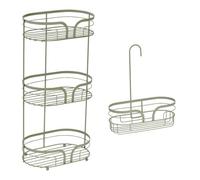 Showerdrape Dante Sage Green Freestanding Floor Caddy And Mini Shower Caddy